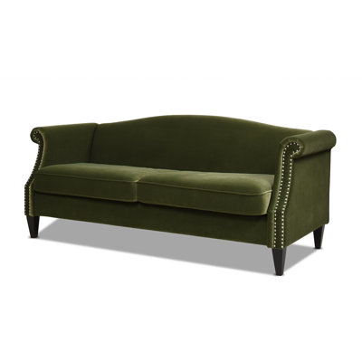 Gracemary 77"" Velvet Rolled Arm Standard Sofa -  Rosdorf Park, 40C6F72666AC474CABEBAF430BAFD296