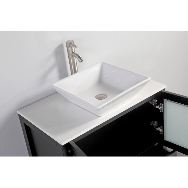 Ravenna 60" Freestanding Double Sink Bathroom Vanity with Engineered Marble Top and Matching Mirrors, Espresso