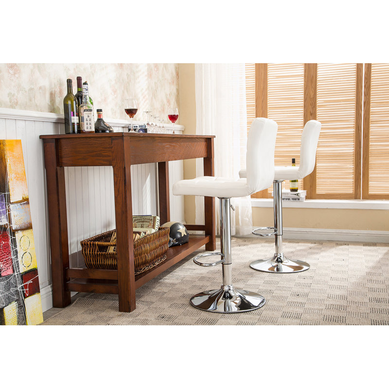 Tabouret de bar pivotant réglable en similicuir hydraulique, ensemble de 2, blanc