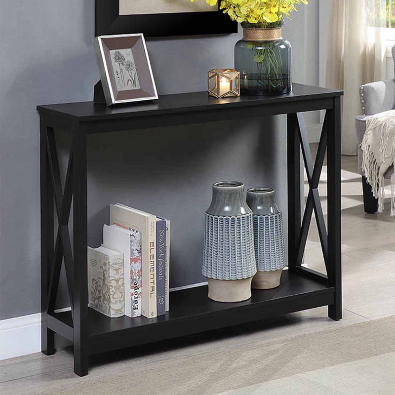 Darek Console Table with Shelf, Black, 31.5" H x 39.5" W x 11.75" D