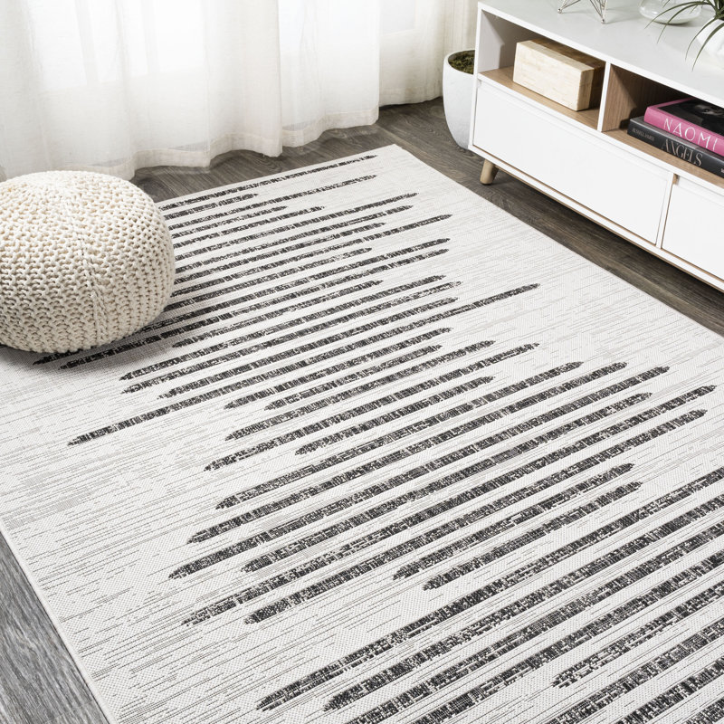 Tapis ivoire / noir Exmore, Rectangle 3 pi 1 po x 5 pi
