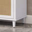 Meuble-lavabo de 60 po avec lavabo SMC, grande armoire de rangement moderne avec tiroirs à fermeture en douceur et portes en rotin, boutons en métal argenté et 5 pieds en pin, blanc-709619929