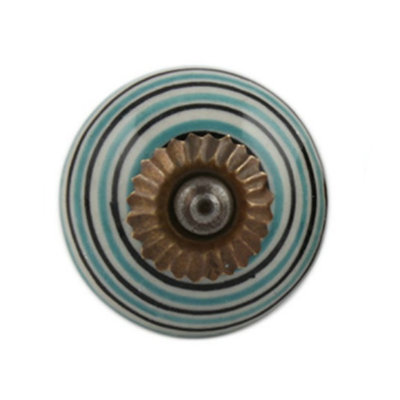 Set of 6 Striped Ceramic Knobs
