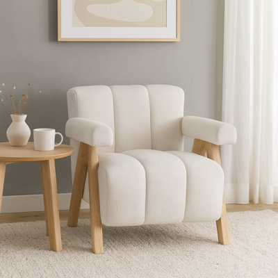 Fauteuil d'appoint capitonné avec accoudoirs et pieds en bois de frêne Vista