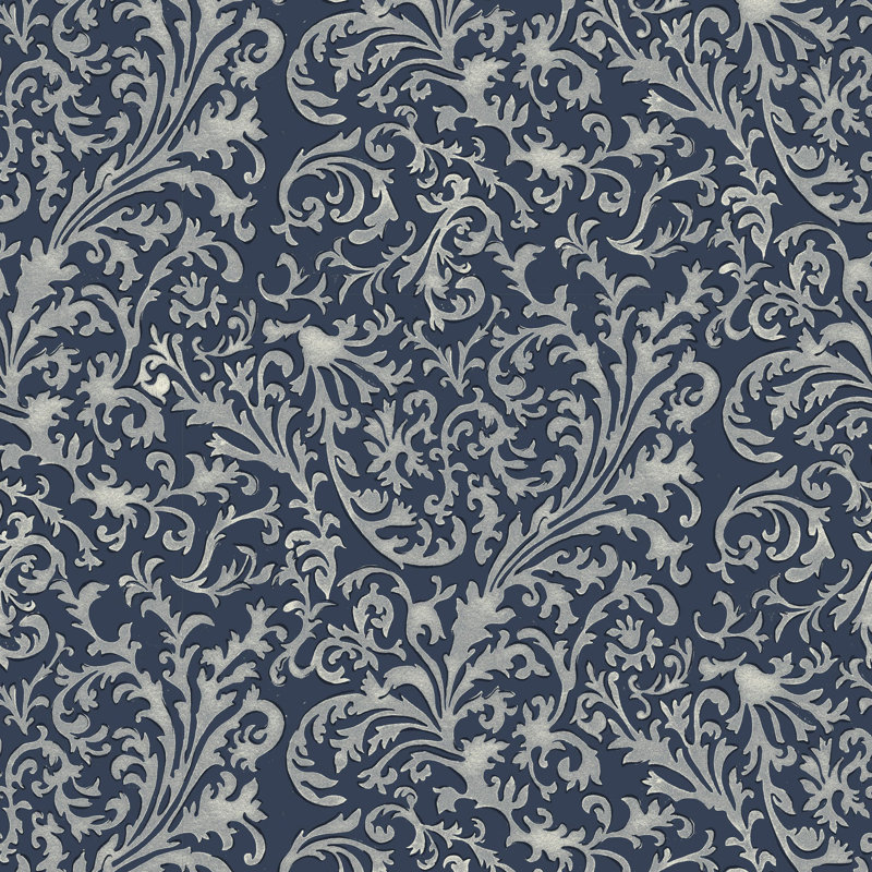 Papier peint bleu foncé Florentine Vine