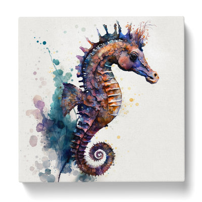 Seahorse Gestural Art - Wrapped Canvas