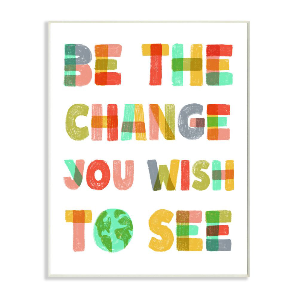 " Be The Change Rainbow Pastel Letters Kids Inspirational Word Design " by Daphne Polselli Latitude Run® 