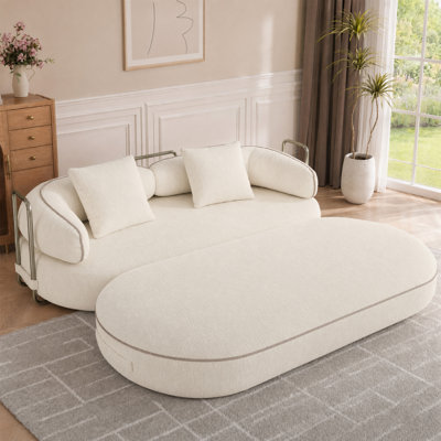 79.5" Convertible Boneless Sofa Bed, Modern Curved Couch For Living Room, Small Space