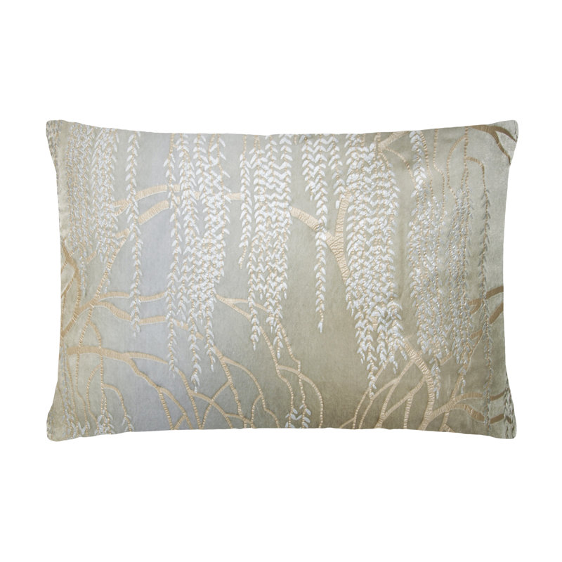 Willow Metallic Rectangular Velvet Pillow Cover & Insert, Silver, Rectangle 12"H x 24"W