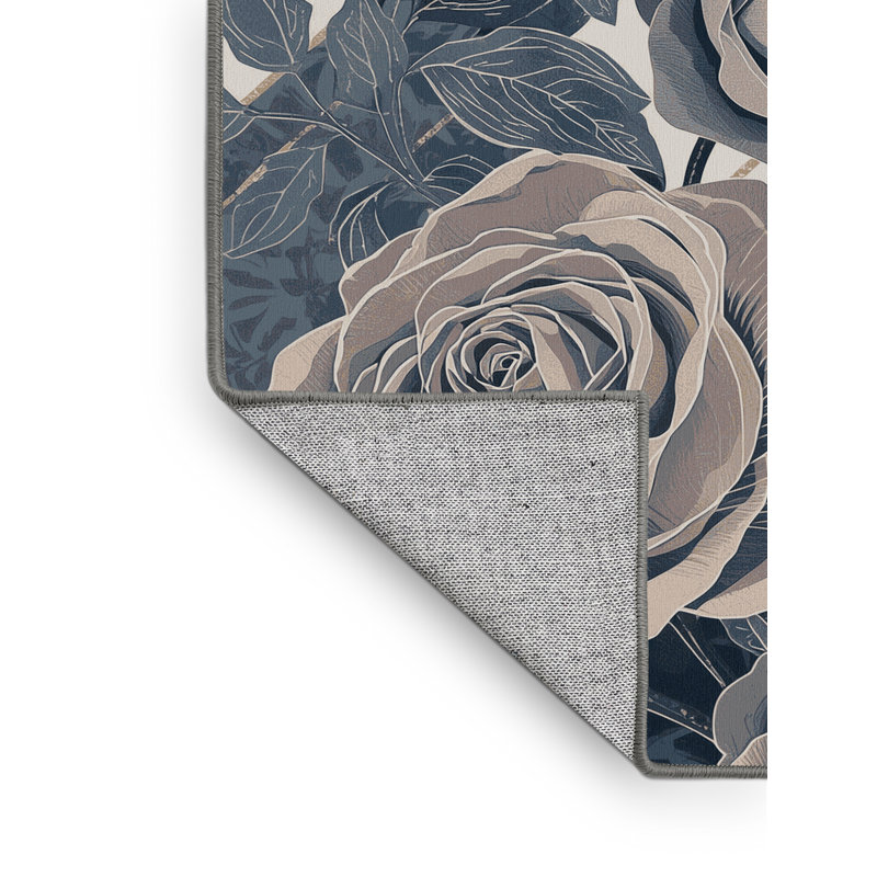 Tapis à motif floral lavande lavable à la machine en rose Paesyn Tea Rose, Carré 7 pi