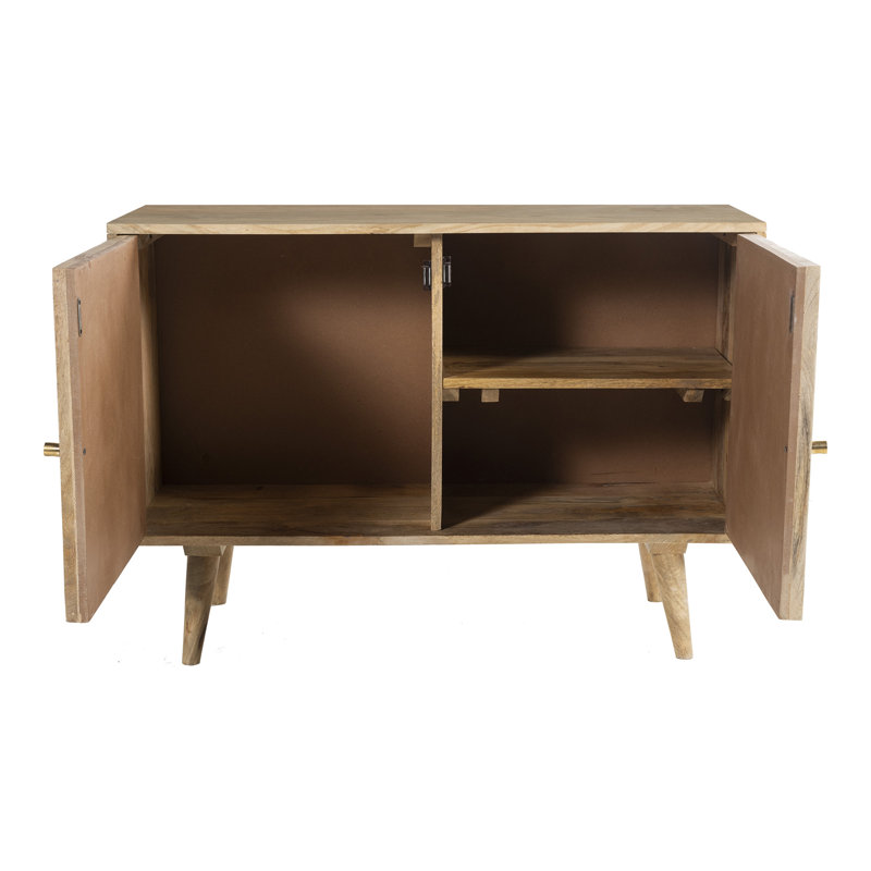 Buffet en bois massif de manguier de 39,5 po de large Nico, Naturel
