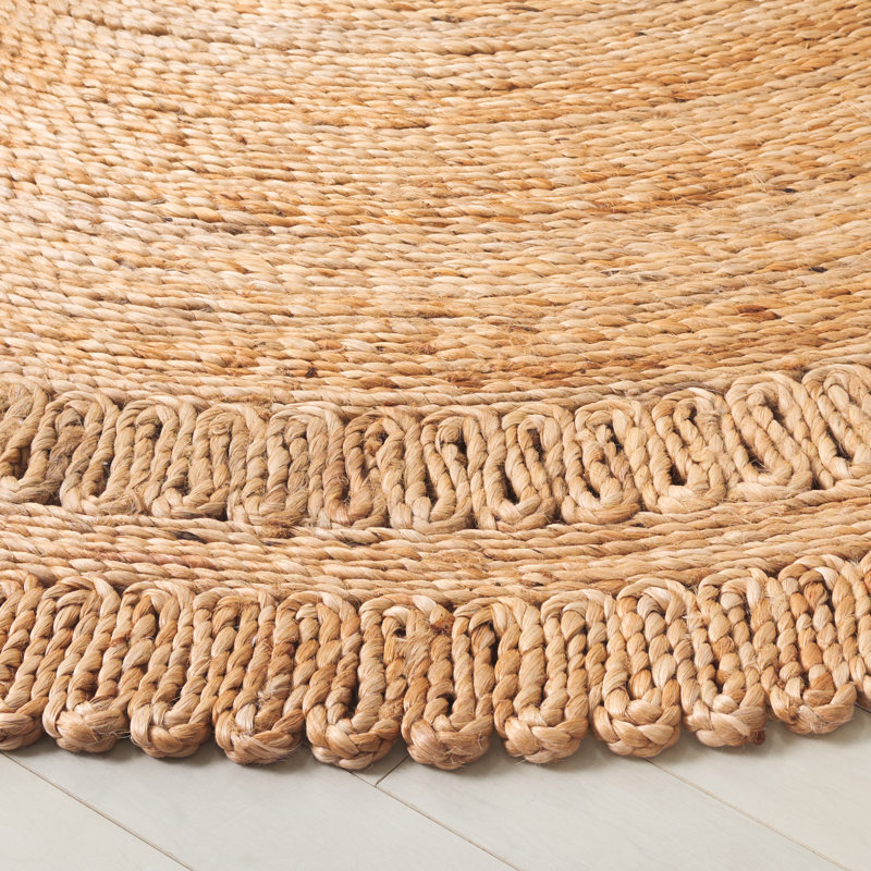 Natural Fiber 604 Hand Woven Jute Geometric Rug, Round 6'