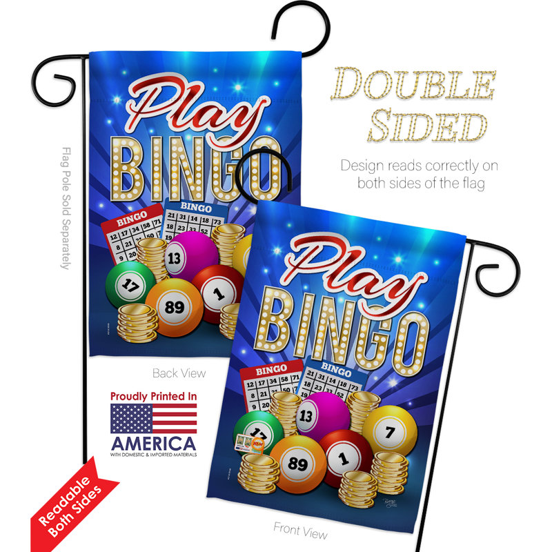 Ensemble de drapeaux de jardin 2 faces h 18,5 po x l 13 po play bingo