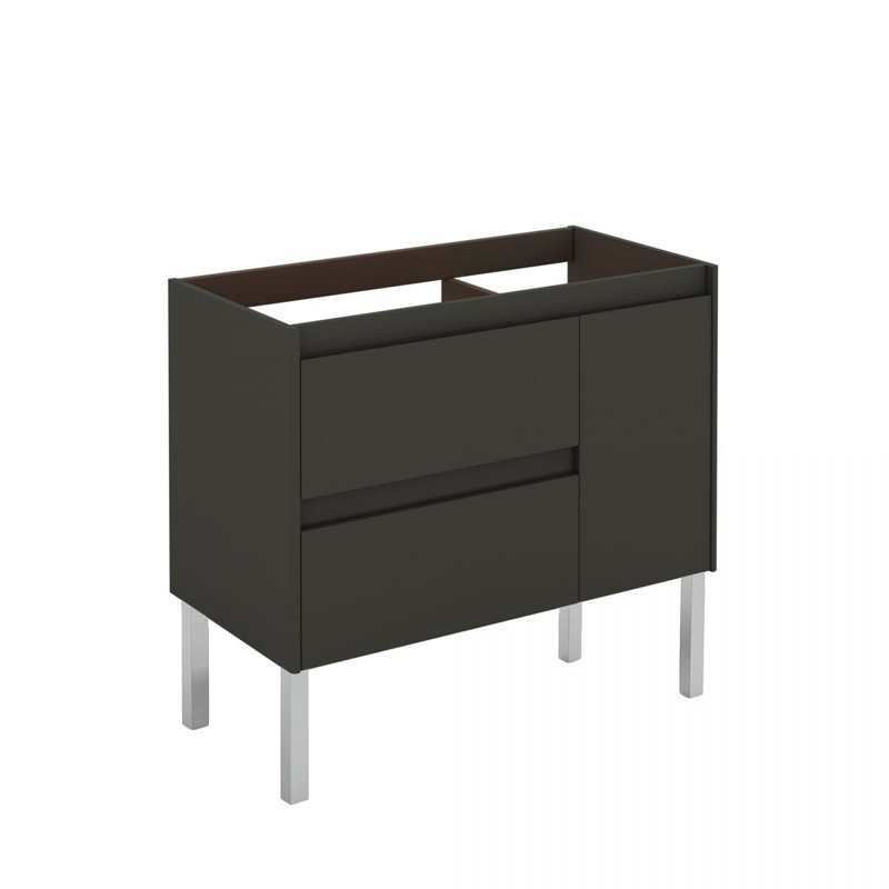 Ambra 36'' Gloss Anthracite Single Bathroom Vanity with Mirror