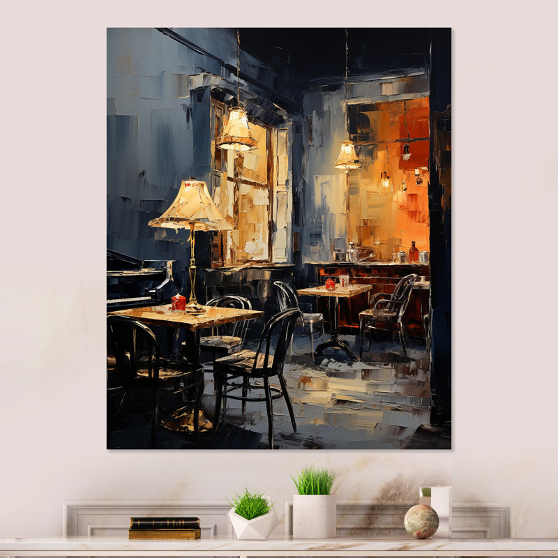 Jaune et gris Jazz Cafe Melody 1 - musique Jazz, art mural en métal, H 20 po x l 12 po x P 1 po