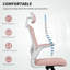 Chaise de bureau ergonomique, chaise de bureau avec support lombaire 4D, rose-1704796461