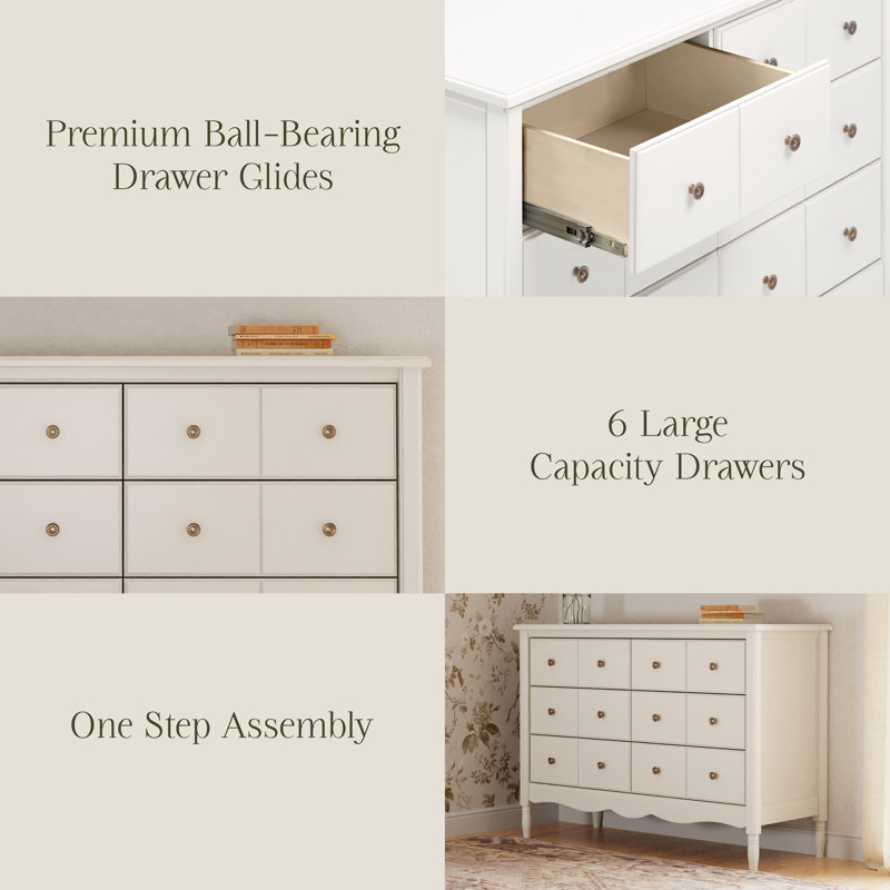 Liberty 6 Drawer 48" W Double Dresser, Warm White