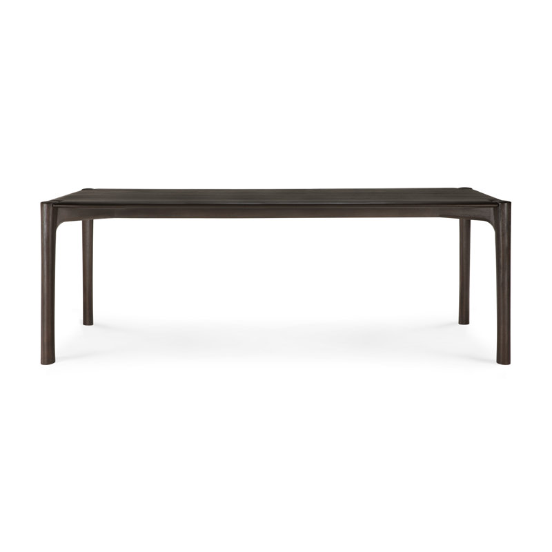 PI Solid Oak Dining Table, 30"H x 87"L x 37.5"W, Teak Dark Brown