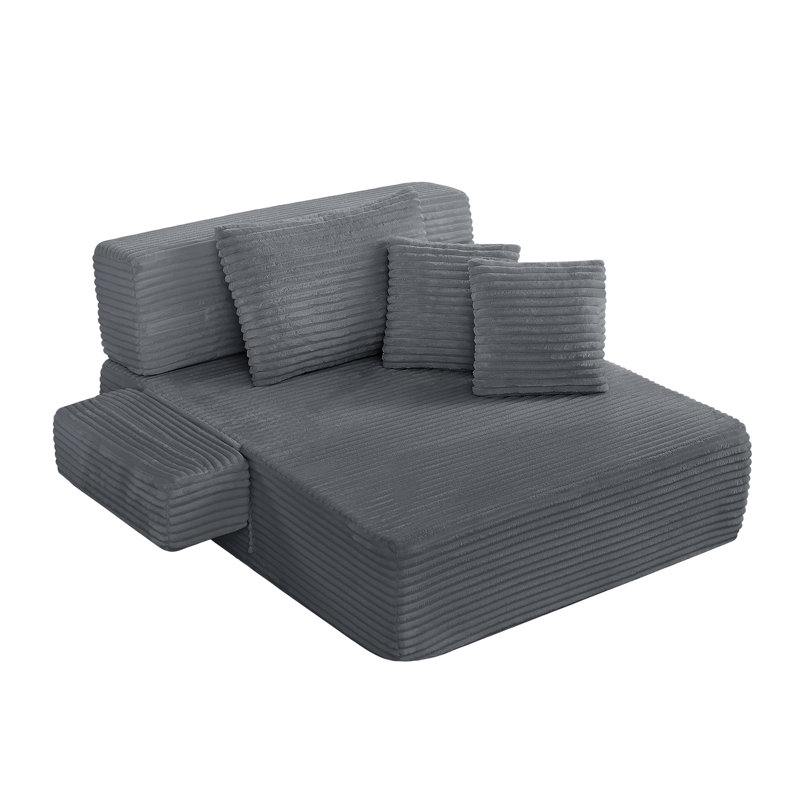 Chaise longue surdimensionnée rembourrée, aucun assemblage requis, Gris