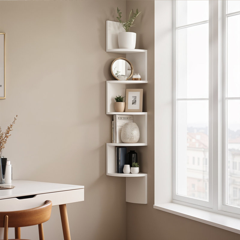 Unique Accent Shelf, White