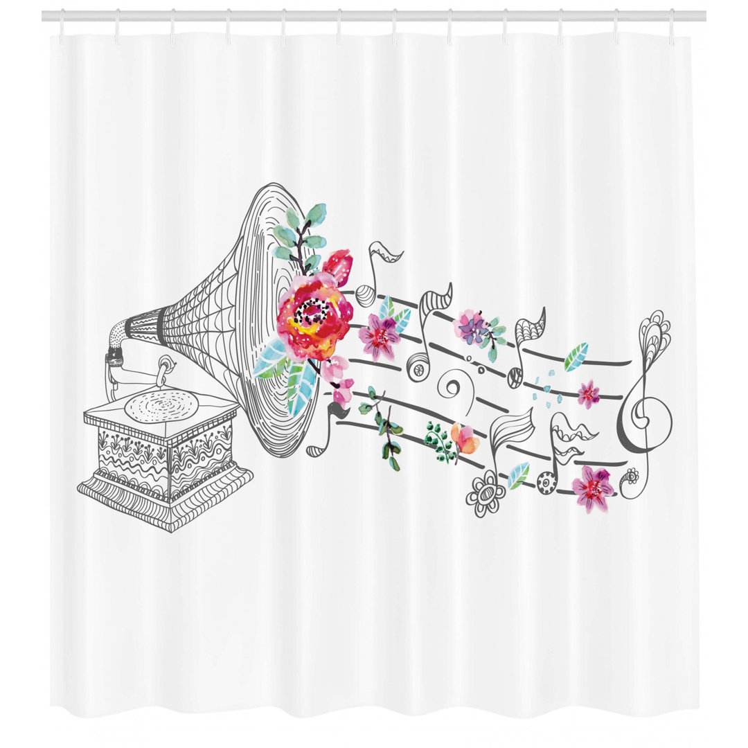 Music Shower Curtain Set + Hooks East Urban Home 