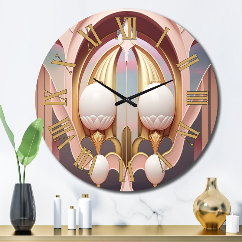 White Spheres Minimal Retro Future Architecture Metal Wall Clock, Large