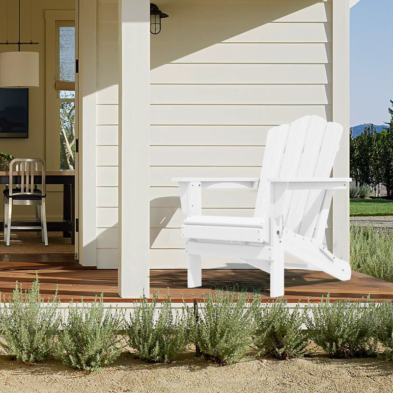 HDPE Folding Adirondack Chair, White