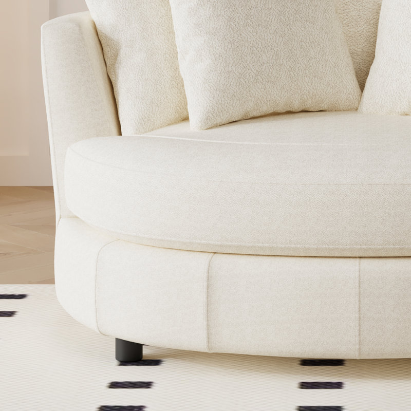 Fauteuil demi-tonneau surdimensionné avec housse de 55,1 po, Beige