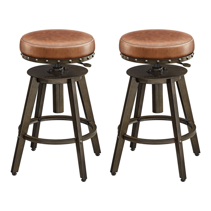Bar Stools, Set Of 2, Caramel Brown