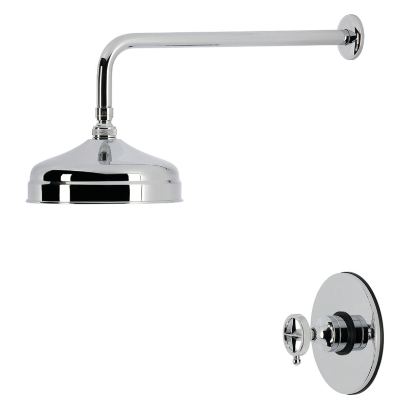 Robinet de douche à pression équilibrée à poignée unique moletée Kingston Brass Levante, Polished Chrome