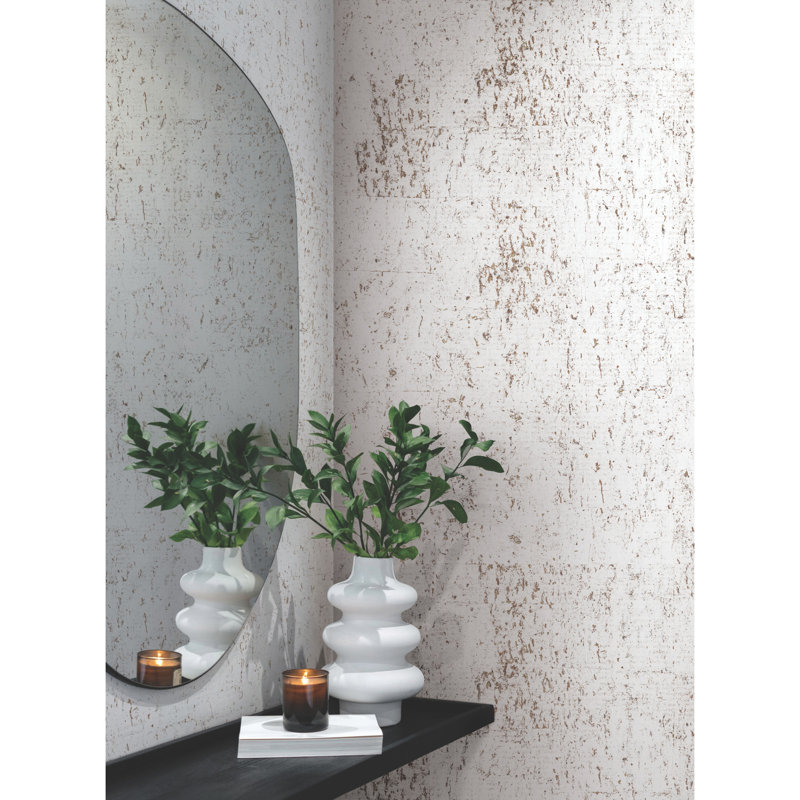 Metallic Wallpaper Roll, Bright White/Gold