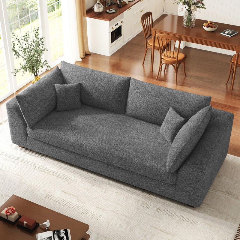 Comfortable Loveseat Sofa  Soft Couch Apartment Sofa, Light Gray Chenille