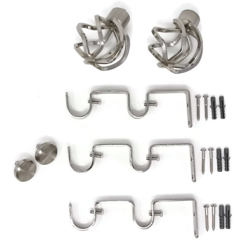 Tringle à rideaux double pour fenêtre Courville, H 1 po x l 48 po x P 1 po, Acier brossé