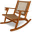 Chaise berçante d'extérieur avec porte-boisson Betsi Vega - Chaise en bois au fini naturel - Utilisation intérieure et extérieure