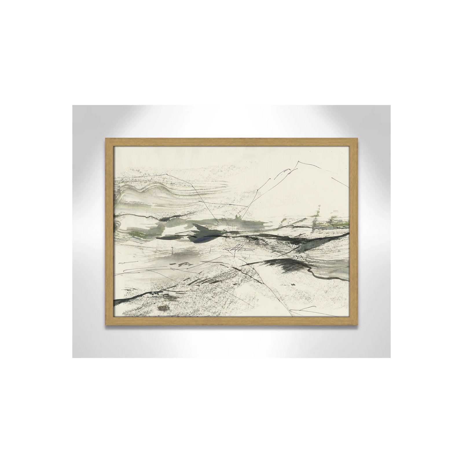 Green Sketches by PI Studio, No Mat, Black Slim Picture Framed, 17" H x 23" W x 0.75" D