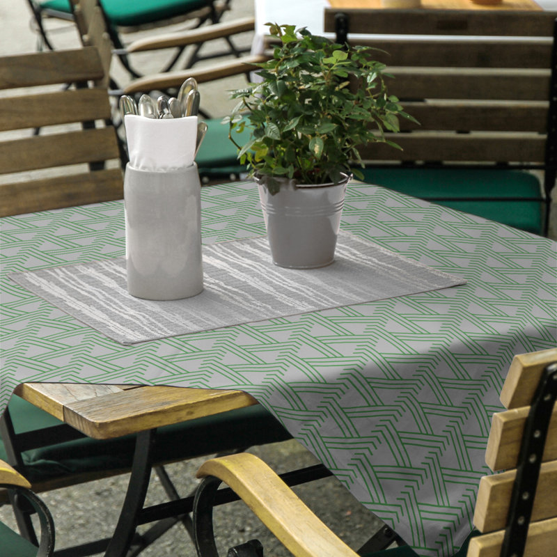 Classic Zig Zag Tablecloth, Gray/Green