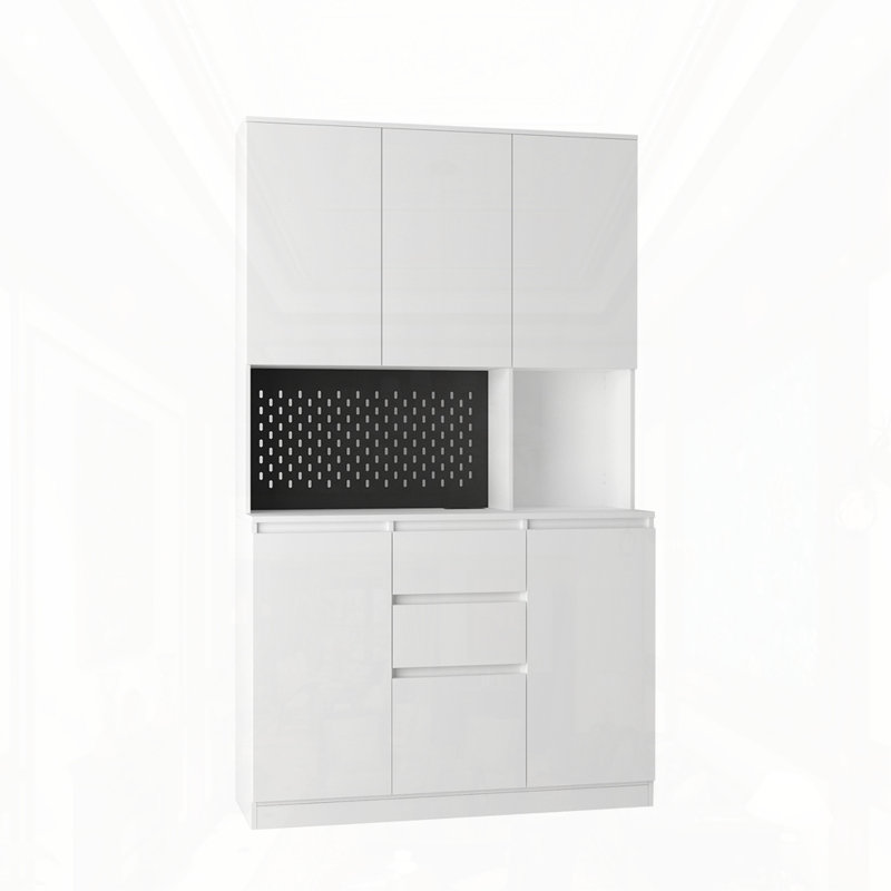 74" Kitchen Pantry Cabinet With Charging Station, White