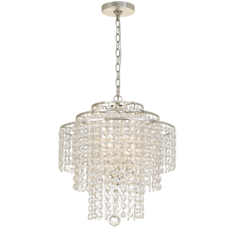 Sandberg 4 - Light Unique Tiered Chandelier with Crystal Accents, Silver