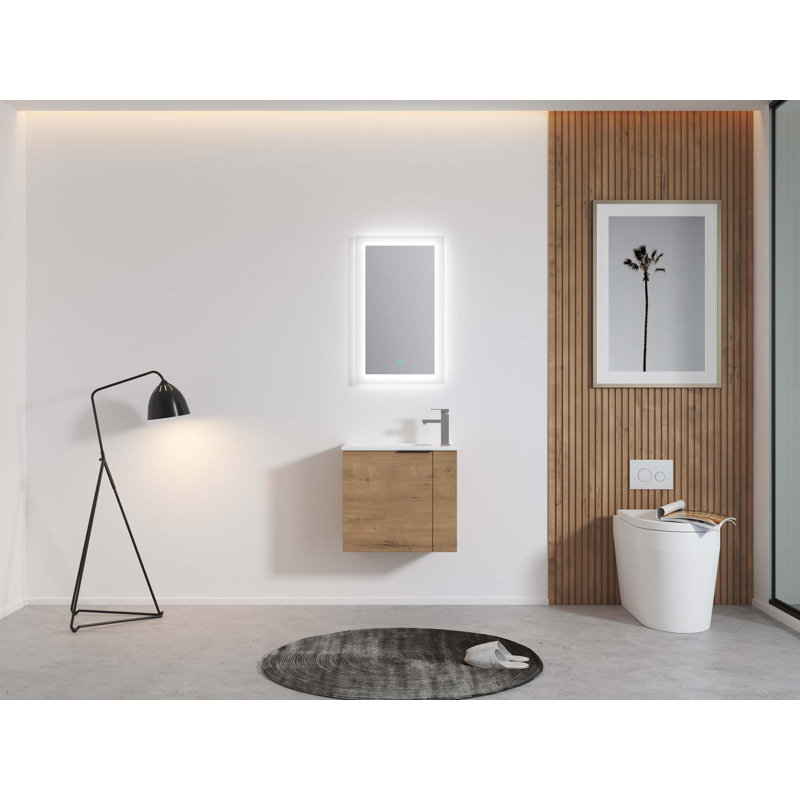 Meuble-lavabo flottant 22 po avec lavabo, Chêne