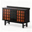 Buffet moderne à deux portes et quatre tiroirs, motif quadrillé