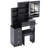 29.2" Small Size Left Bedside Cabinet Vanity Table + Cushioned Stool, 2 AC+2 USB Power Station, Hair Dryer Bracket, Extra Large Touch Control Sliding LED Mirror, Tri-Color Switching, Brightness Adjust-52229772
