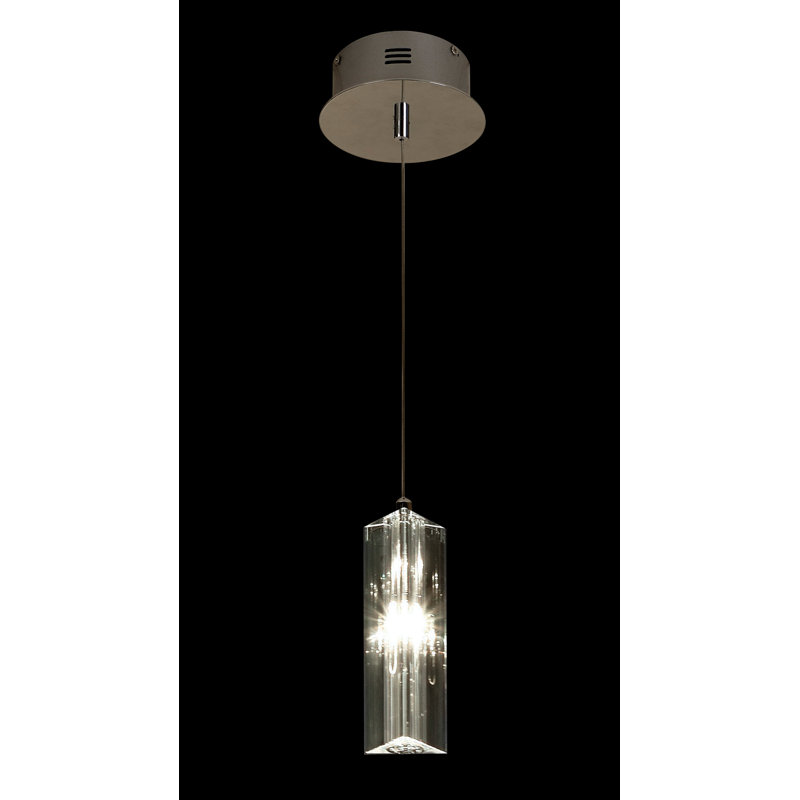 Contemporary Solo Crystal Pendant with Polished Chrome Finish