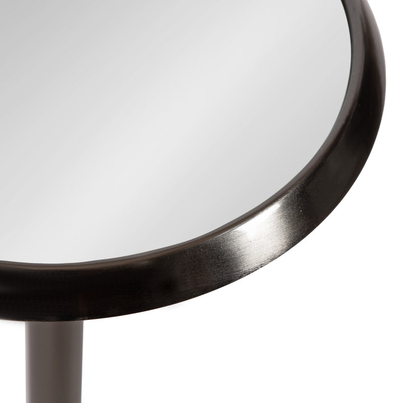 Table de bout Deanna, H 23 po x l 9 po x P 9 po, Base en étain / plateau en verre miroitant