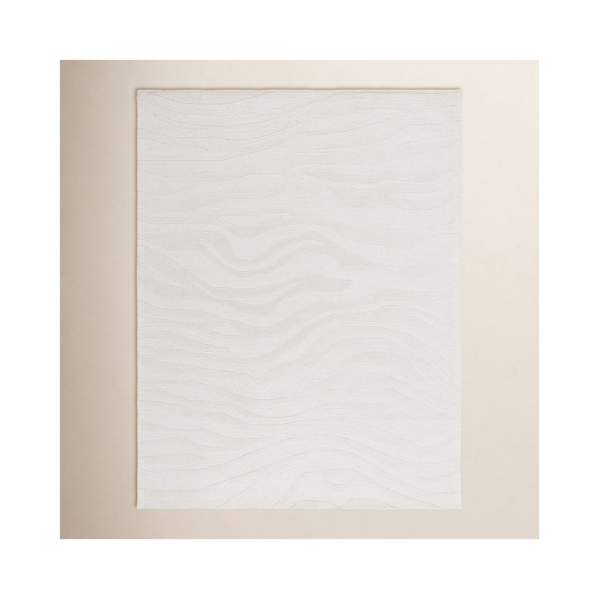 Burleson Abstract Hand Tufted Wool Area Rug in Ivory, Rectangle 8' x 10'