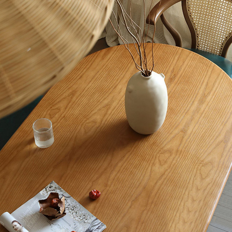 Ash rattan oval dining table set