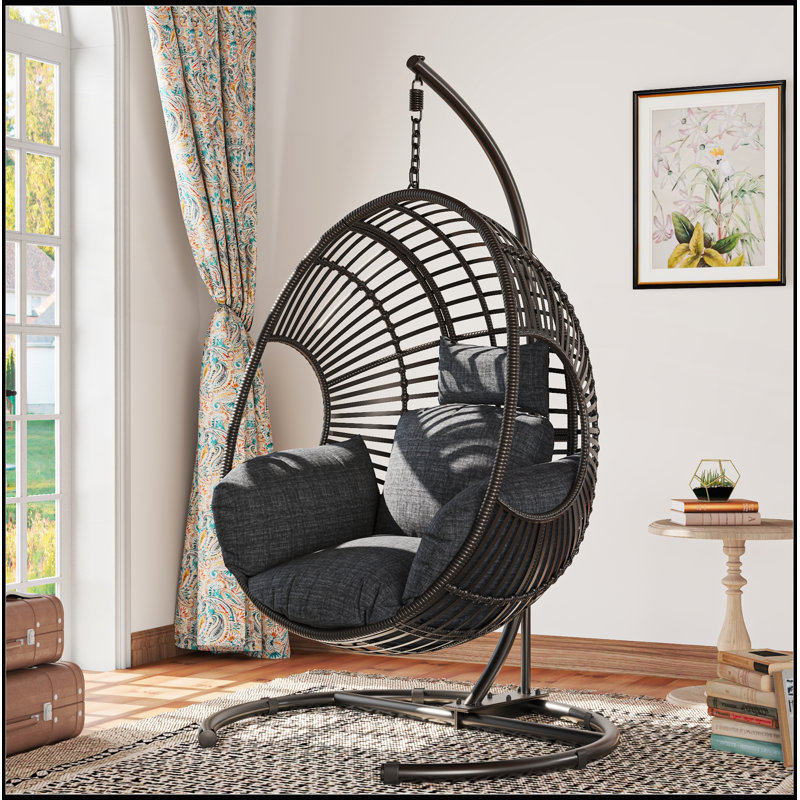 42 très larges fauteuils suspendus avec coussin de 8 pouces pour l'extérieur, Black/Dark Grey