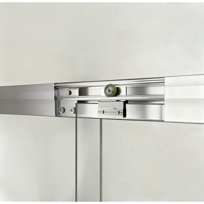 Porte de douche coulissante double demi-cadre l 44 à 48 po x H 72 po - Chrome, verre trempé de 1/4 po (6 mm) pour douche à l'italienne