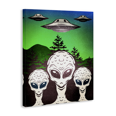 Vintage Aliens & UFO Canvas, design by Kim Allen