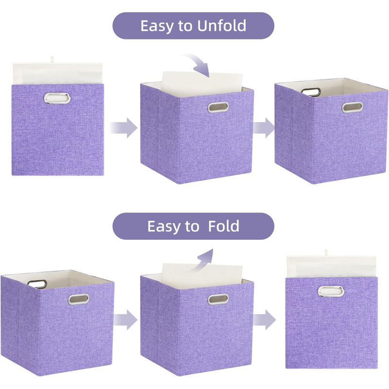 4-pack Purple Fabric Cube Storage Bins With Handles