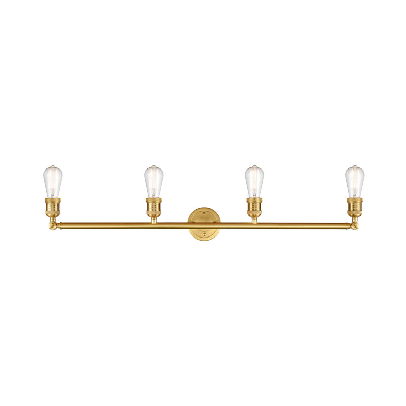 Gatto 4 - Light Dimmable Vanity Light, Seedy, Satin Gold, 6 Watt Vinage LED Bulb